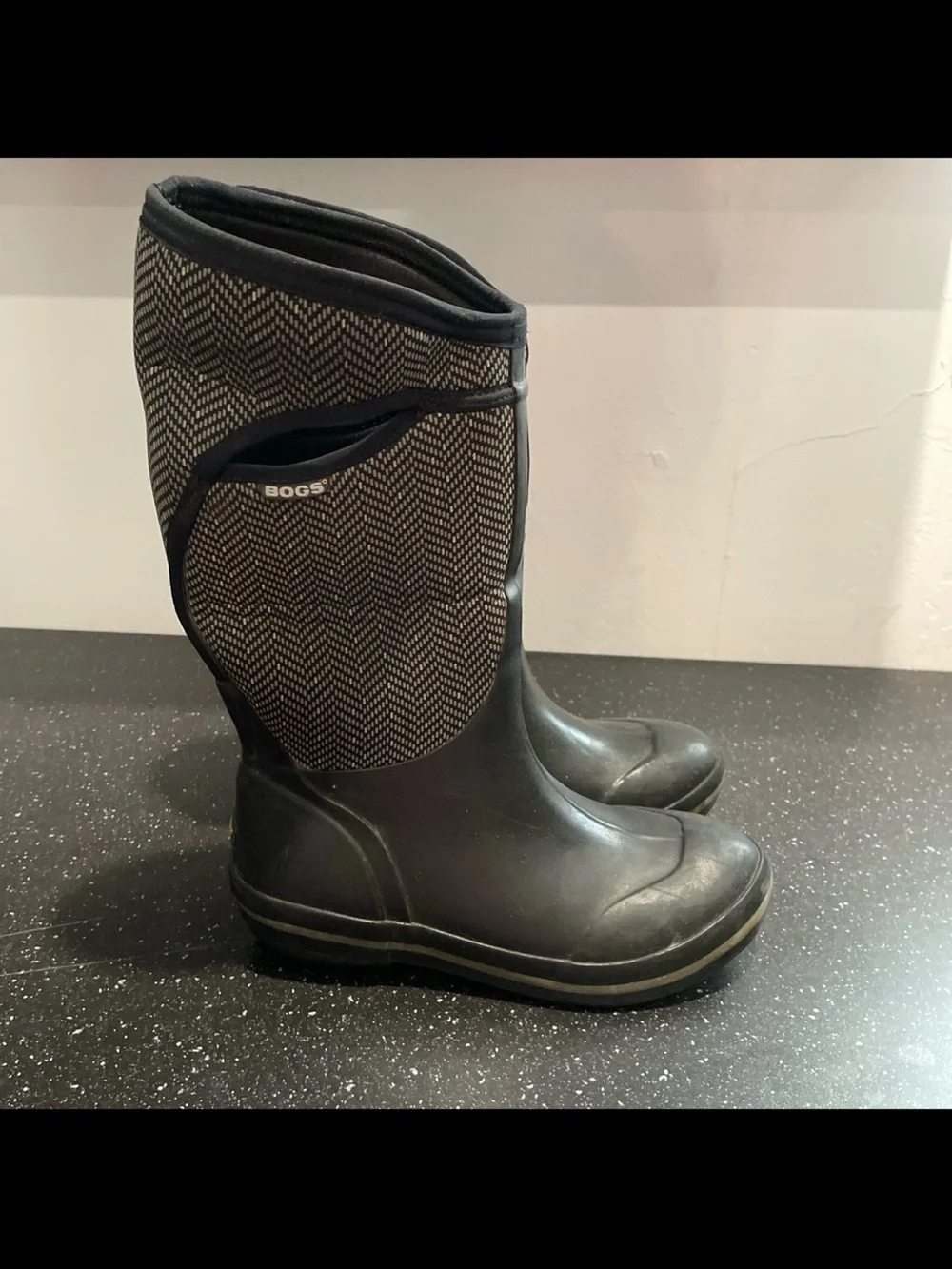 bogs plimsoll herringbone tall boots women’s size 10